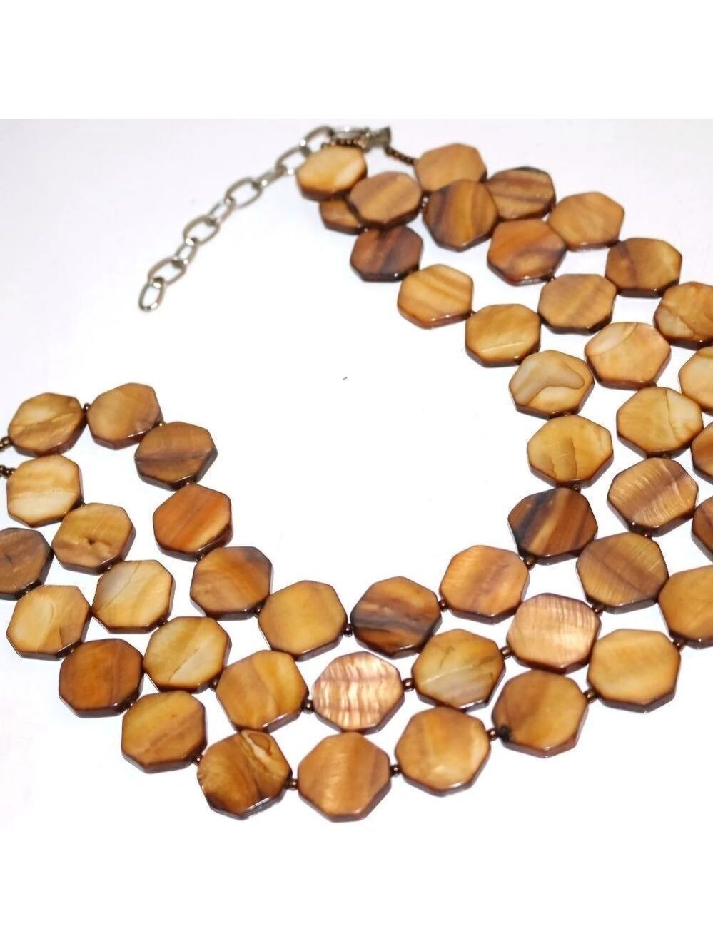 Vintage fantastic Mother of Pearl Shell Beaded necklace Statement piece